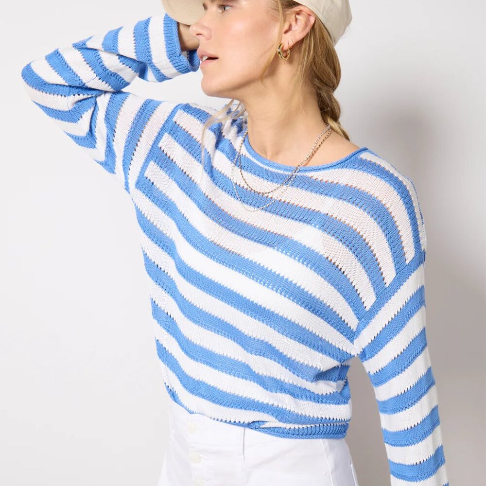 NEW Prado Blue & White Stripe Sweater by Z Supply - Size Small - Picture 5 of 8